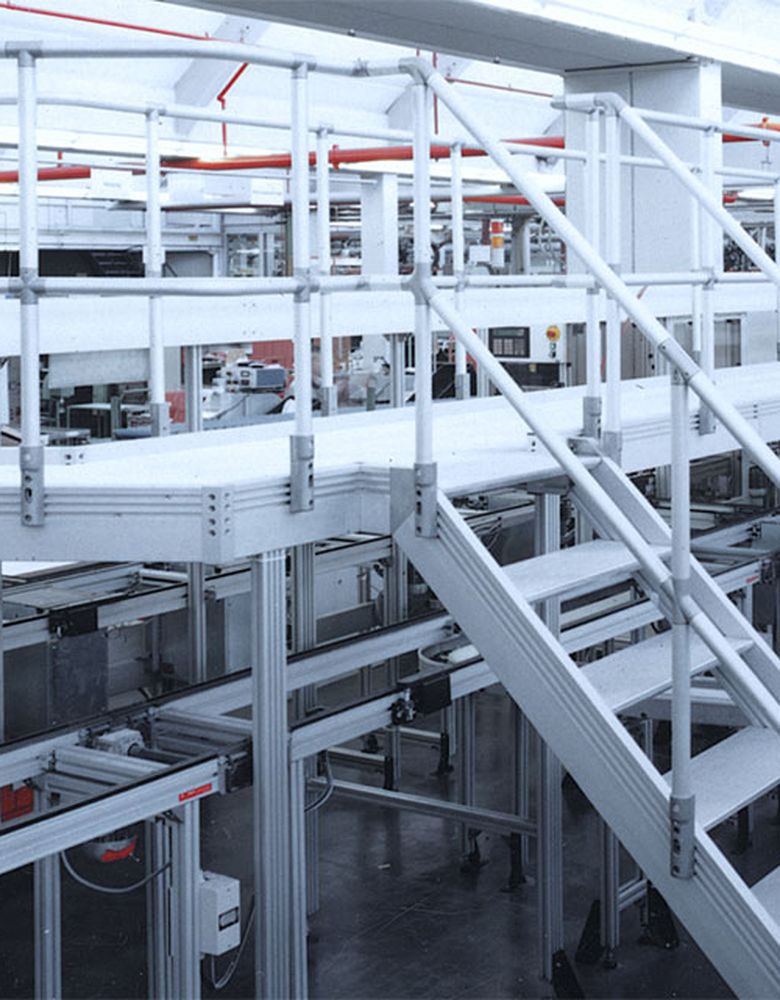 Industrial platform with railings and stairs