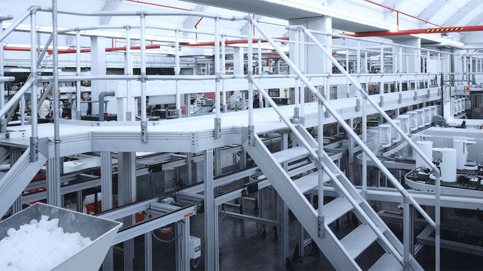 Industrial platform with railings and stairs
