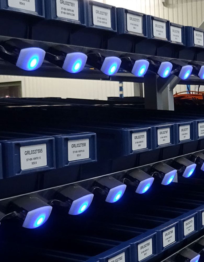 Assembly line with Pick by Light sensors