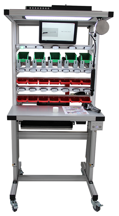 Customized LEAN assembly workbench with pick by light system