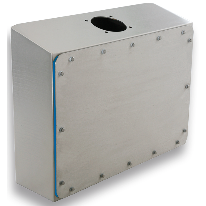Stainless steel control panel enclosure C410 with blue silicone seal