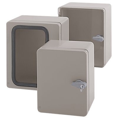 Small electrical control cabinet with lock in material ABS and polycarbonat