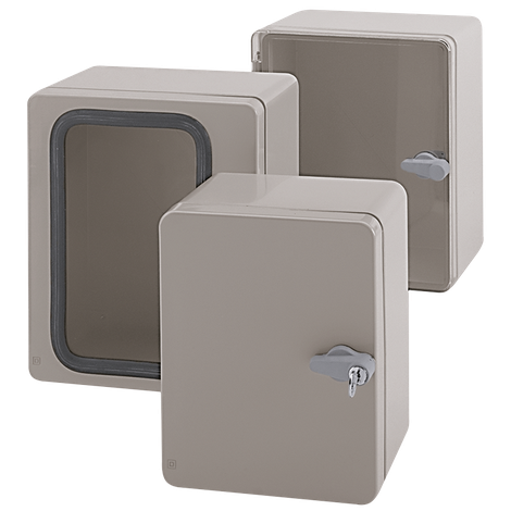 Small electrical control cabinet with lock in material ABS and polycarbonat