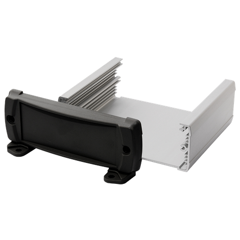 U-shaped profile enclosure with plastic end cap and wall brackets