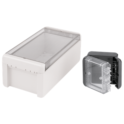 Plastic enclosure Bocube with clear lid in material polycarbonat