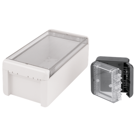 Plastic enclosure Bocube with clear lid in material polycarbonat
