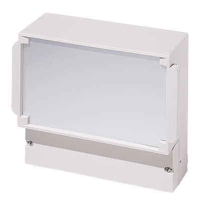 RegloCard Plus electronic enclosure with front frame and aluminum front panel