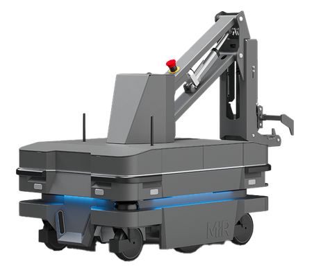 MiR250 with hook module to pick up and pull carts fully automatically