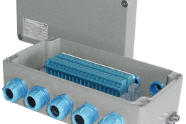ATEX aluminum junction box with cable glands and terminal block