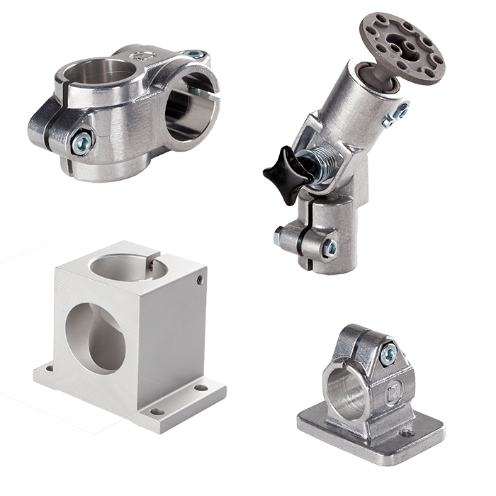 Aluminum tube and clamp connectors in various sizes