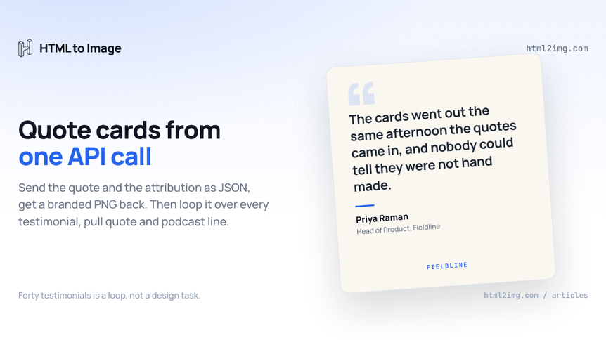 How to Generate Quote Cards from an API for Testimonials, Pull Quotes and Podcast Clips