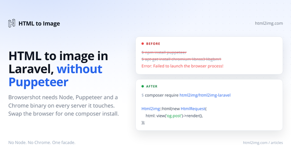 Browsershot Alternatives: HTML to Image in Laravel Without Puppeteer