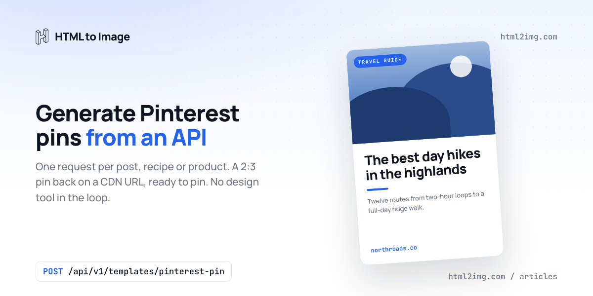 How to Generate Pinterest Pins from an API for Every Blog Post, Recipe and Product