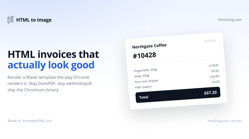 HTML Invoice to Image in Laravel: A Working Setup