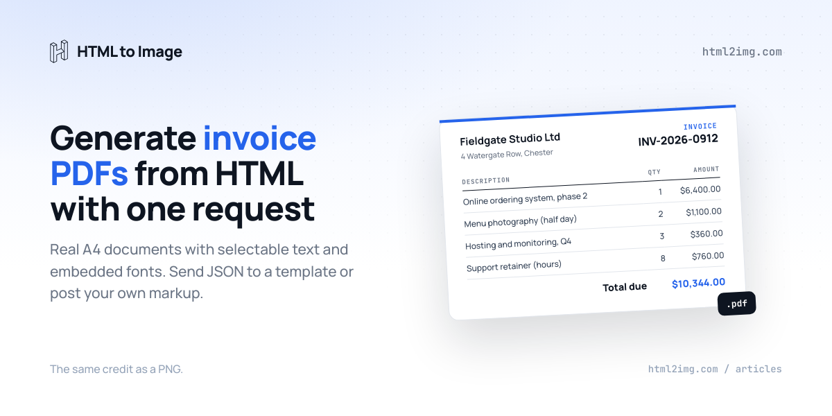 Invoice PDF API: Generate Invoice and Receipt PDFs from HTML