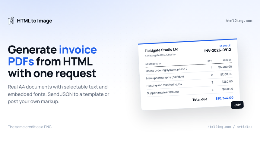 Invoice PDF API: Generate Invoice and Receipt PDFs from HTML