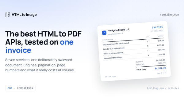 The Best HTML to PDF APIs in 2026, Tested Against the Same Invoice