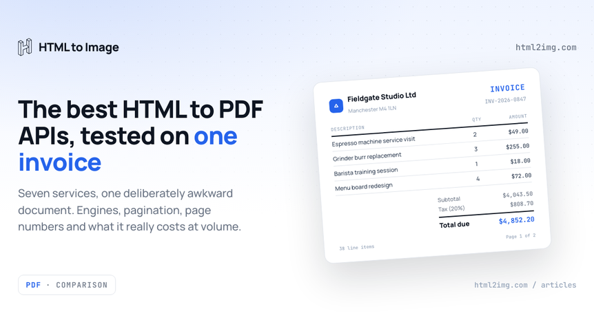 The Best HTML to PDF APIs in 2026, Tested Against the Same Invoice