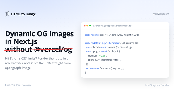  Dynamic OG Images in Next.js Without @vercel/og (1,200×630)