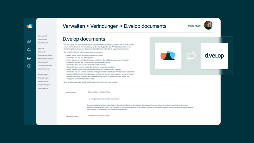 Benutzeroberfläche zur Verwaltung von D.velop-Dokumenten mit Schritt-für-Schritt-Anleitungen und Symbolen zur Navigation.