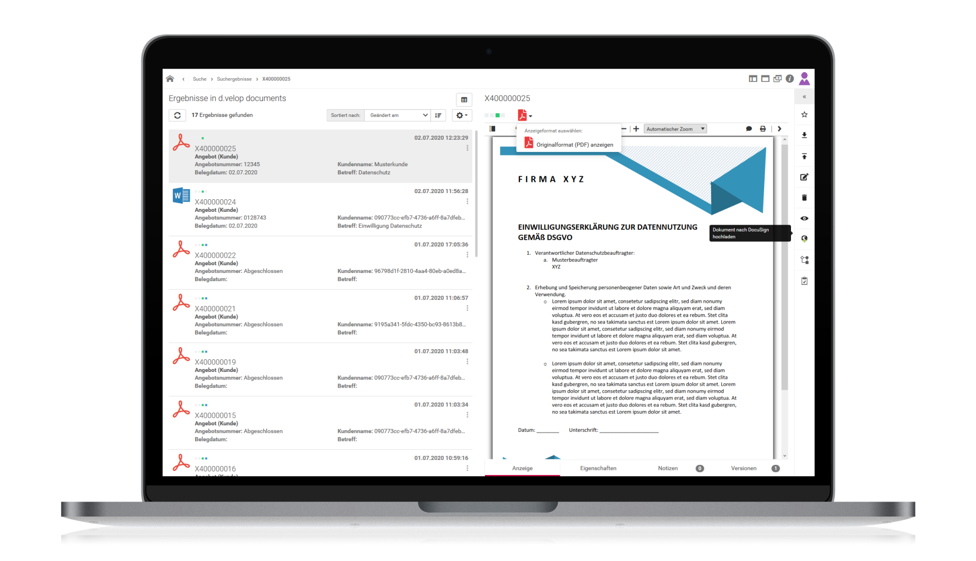 Digitale Signaturen nahtlos mit der neuen DocuSign-Schnittstelle in d ...