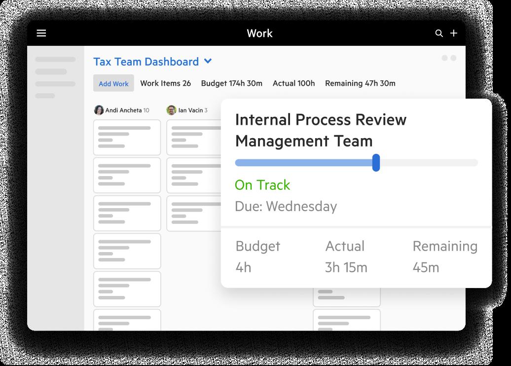 Contextual UI of task automation in Karbon.