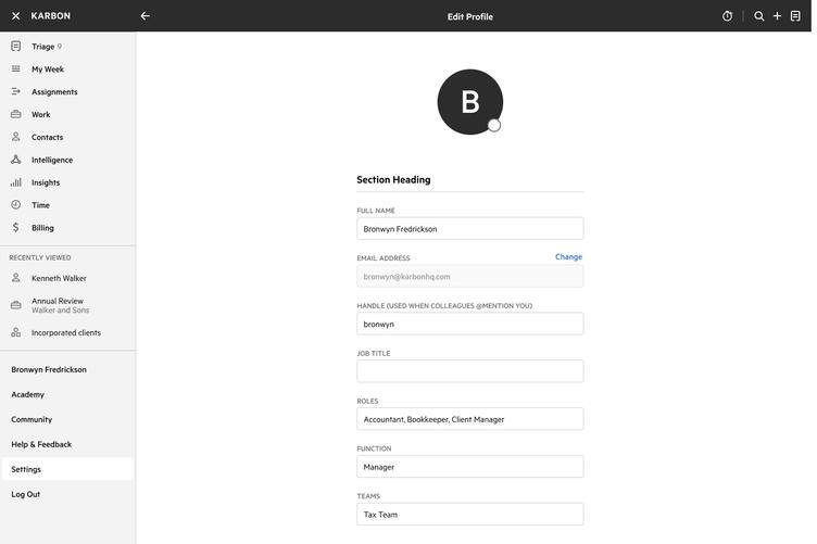 Email visible in Profile