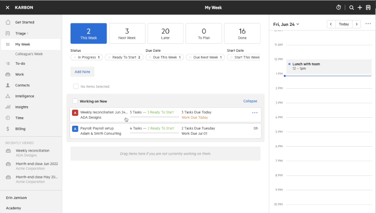 Animation of My Week's drag and drop functionality.