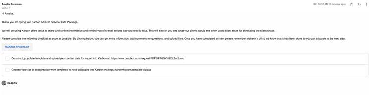 Example client portal onboarding email.