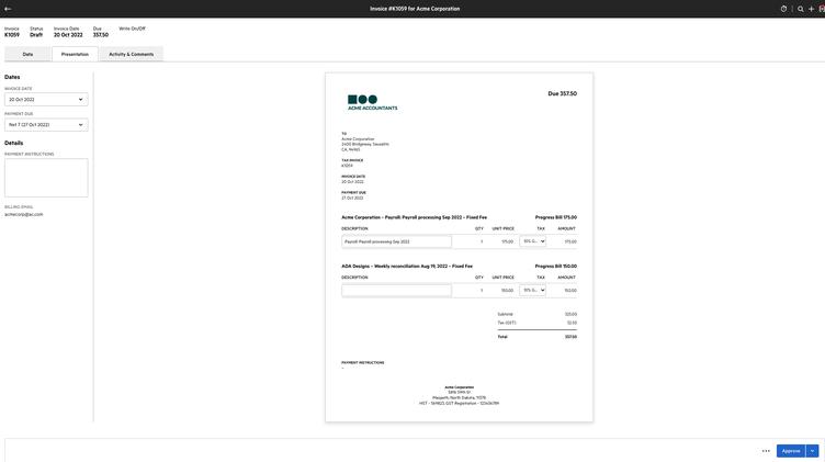 Invoice Preparation Screen