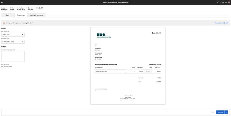 Invoice missing details