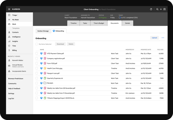Karbon Accounting Practice Management client onboarding document management