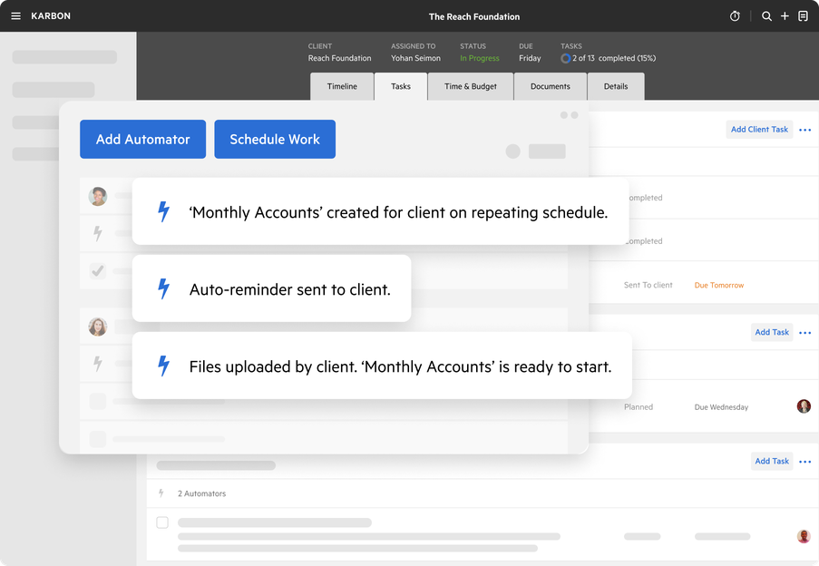Karbon accounting practice management workflow automation 