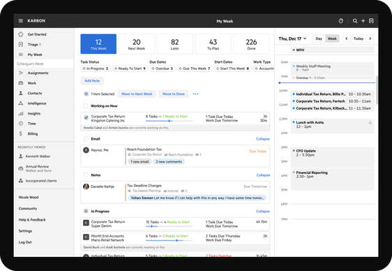 Karbon accounting practice management software my week planning feature
