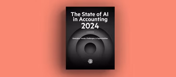 Front page of the 2024 Karbon report on AI in accounting, showcasing a central circular graphic with a modern design.