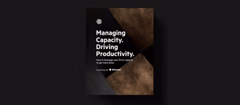 Front page of 'Managing Capacity. Driving Productivity'. on top of a black and grey textured background.