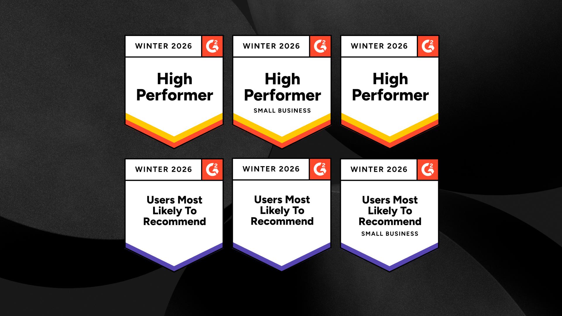 Karbon's G2 Winter 2026 Report badges for the Payment and Payment Processing categories