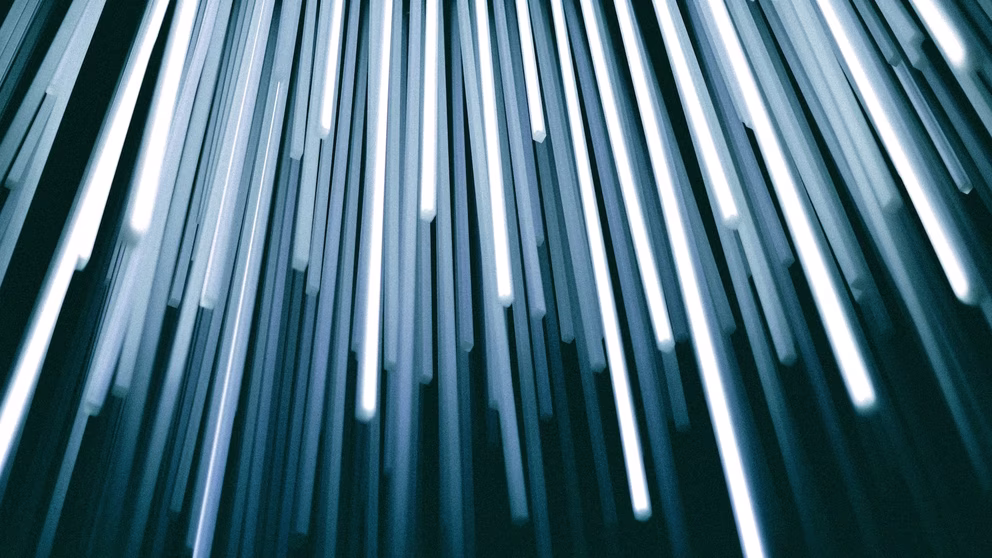 Black and white digital columns, very Matrix.
