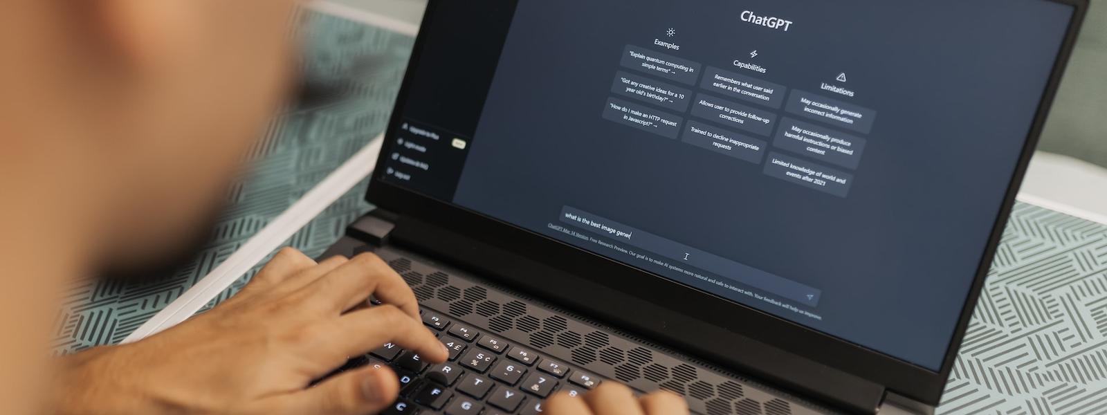 An over-the-shoulder shot of someone using ChatGPT