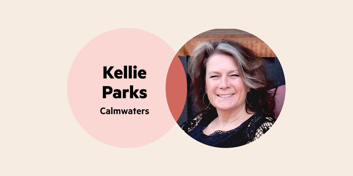 A Venn diagram—in the left circle are the words 'Kellie Parks Calmwaters' and in the right circle is Kellie's headshot.