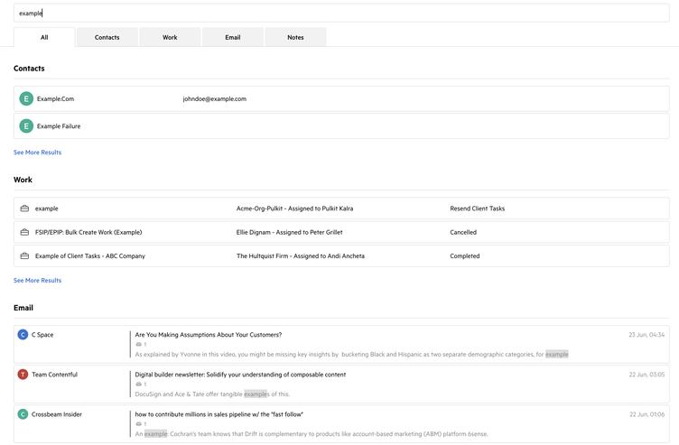 Global Search All view 