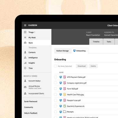 Depiction of document management user interface in Karbon.