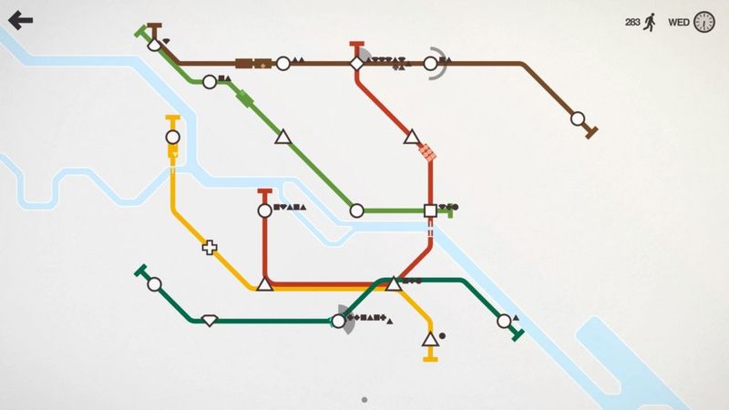 Screenshot of the mobile game Mini Metro