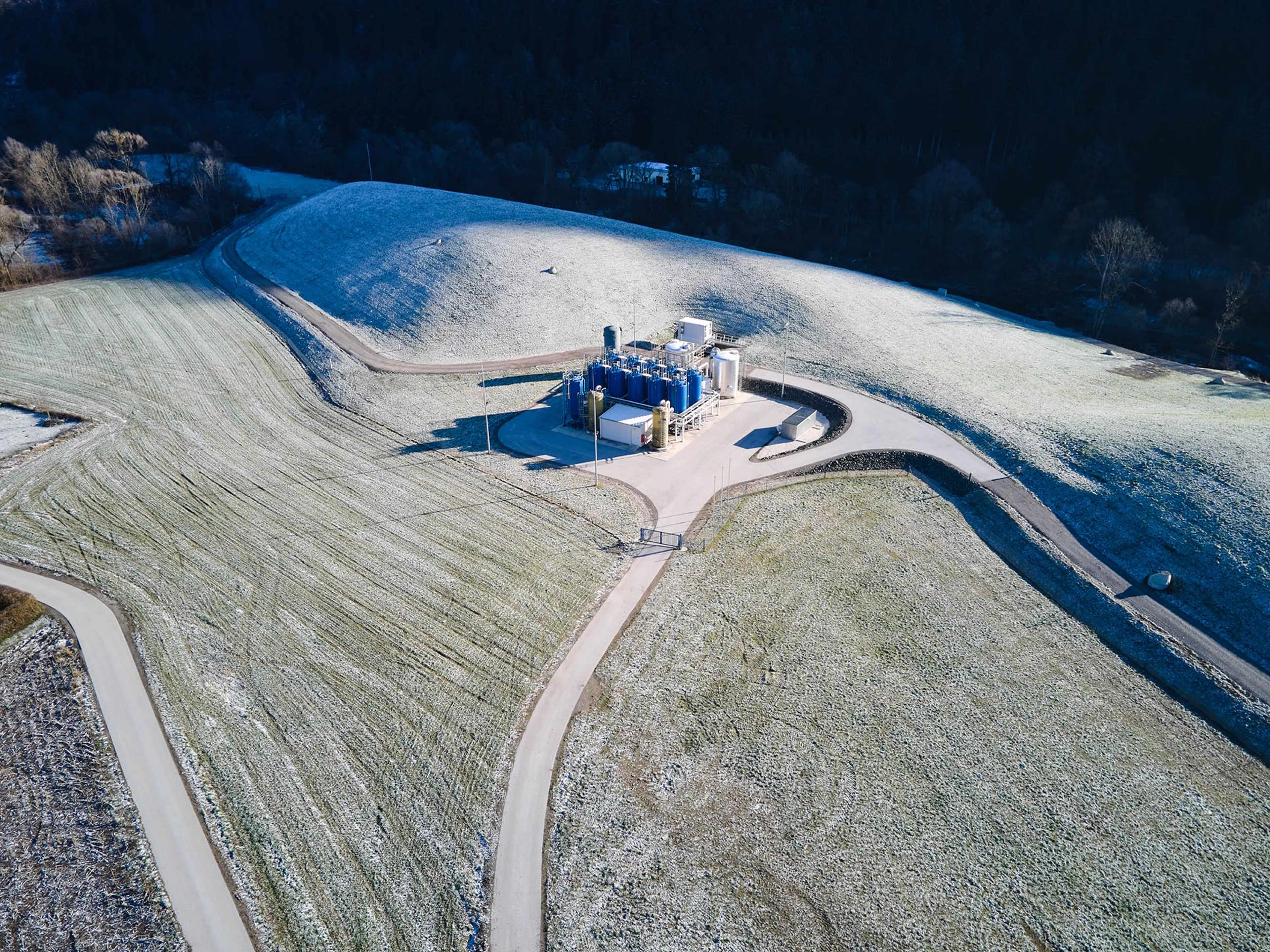 Deponiesicherwasserbehandlung Anlage aus der Luft aufgenommen