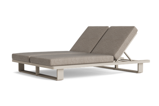 Fitz Roy ligbed 2 personen beige aluminium met beige soltex kussens