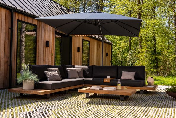Fitz Roy loungeset robuust teak met comforma basalt kussens