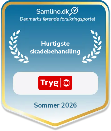 Samlino.dk Award Sommer 2026 - Hurtigste skadebehandling - Tryg Forsikring