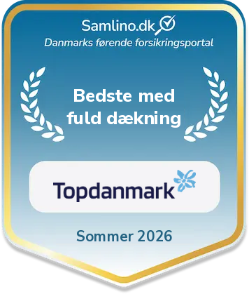 Samlino.dk Award Sommer 2026 - Bedste bilforsikring med fuld dækning - Topdanmark