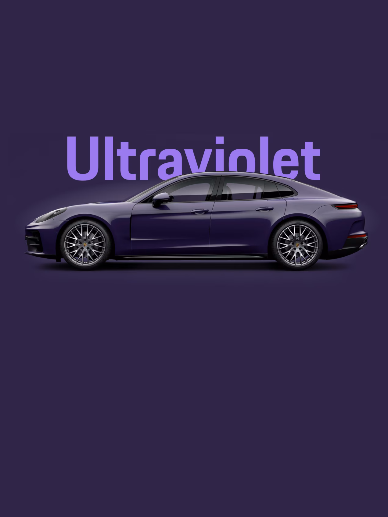 Side view/profile of the Porsche Panamera in Ultraviolet, an exterior colour from Porsche Exclusive Manufaktur.