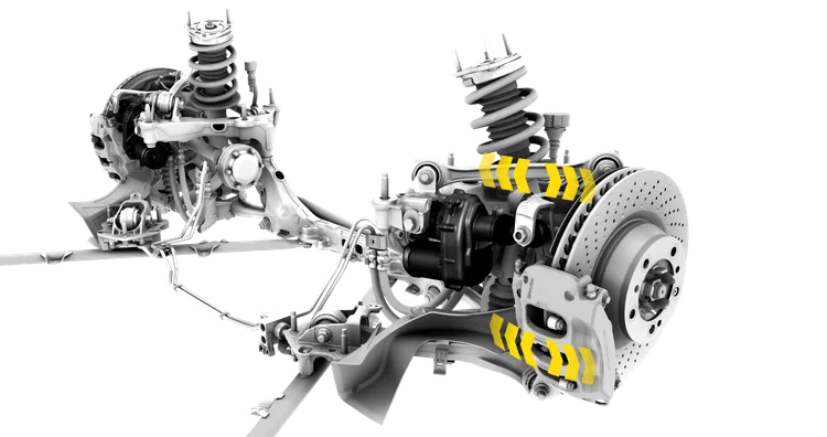 Representación gráfica de la implementación técnica del eje trasero direccional en Porsche.